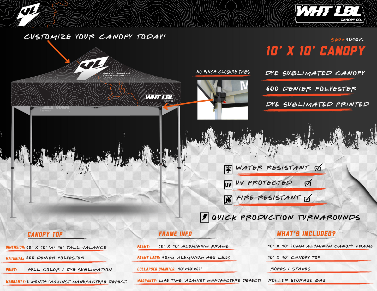 10 x 10 Dye Sublimated Canopy