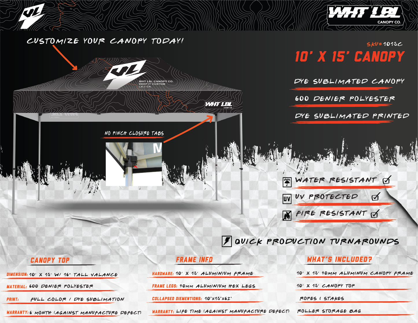 10 x 15 Dye Sublimated Canopy