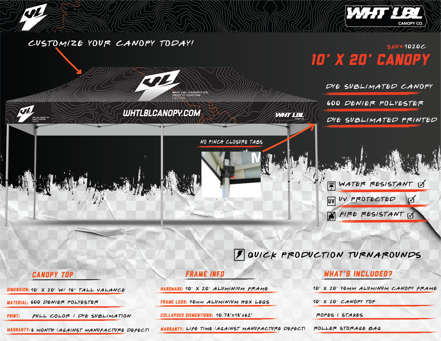 10 x 20 Dye Sublimated Canopy